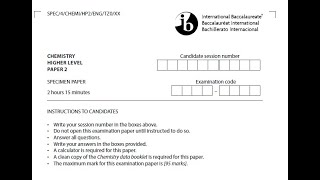 IB Chemistry paper 2 specimen quick walk-through
