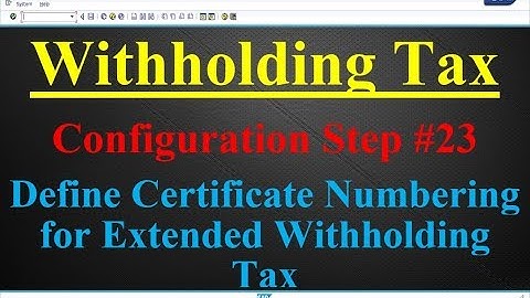 Withholding Tax Configuration Step #23 Define Certificate Numbering for Extended Withholding Tax