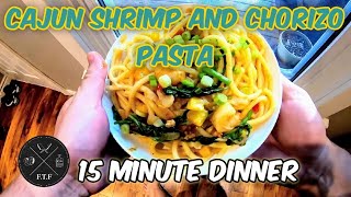 CAJUN SHRIMP &amp; CHORIZO PASTA • Super Easy 15 Minute Dinner • AMAZING