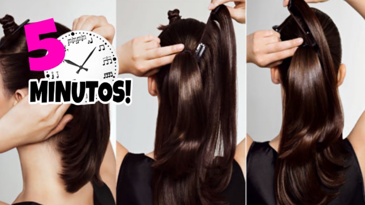 PEINADOS BONITOS con EXTENSIONES DE CABELLO paso a paso para cabello corto  o cabello largo   YouTube