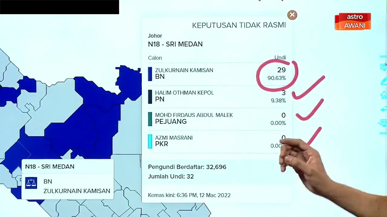 Keputusan rasmi prn johor