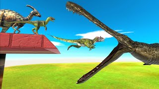 Dinosaurs Race  Jump Over Giant Machimosaurus | Animal Revolt Battle Simulator