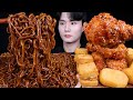 짜파게티 양념치킨 치즈볼 멘보샤 치킨 먹방ASMR MUKBANG BLACK BEAN NOODLES &amp; FRIED CHICKEN チキン チャジャンラーメン eating sounds