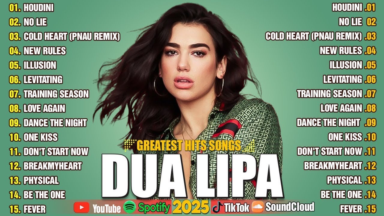 Dua Lipa Songs Playlist 2025 The Best Of Dua Lipa 2025 Greatest Hits ...