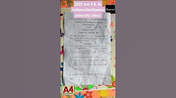 mathematics paper, sem -6 , 2022 , (cbcs) B. sc, jammu university