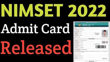 NIMSET 2022 Admit card Available Now ll Nimset Admit Card Realease..#Computer Knowledge #Nimset