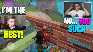 Reacting to my FIRST game of Fortnite MOBILE! (so funny)