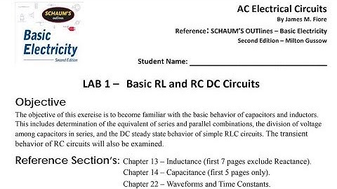 AC Electrical Circuits Lab 1 - Basic RL and RC DC Circuits