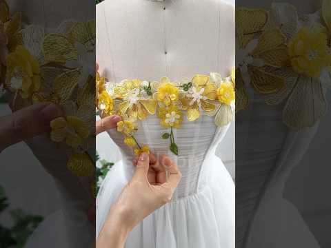 Making a corset floral applique mini ivory dress #dress #fashion #creative #sewing #corset