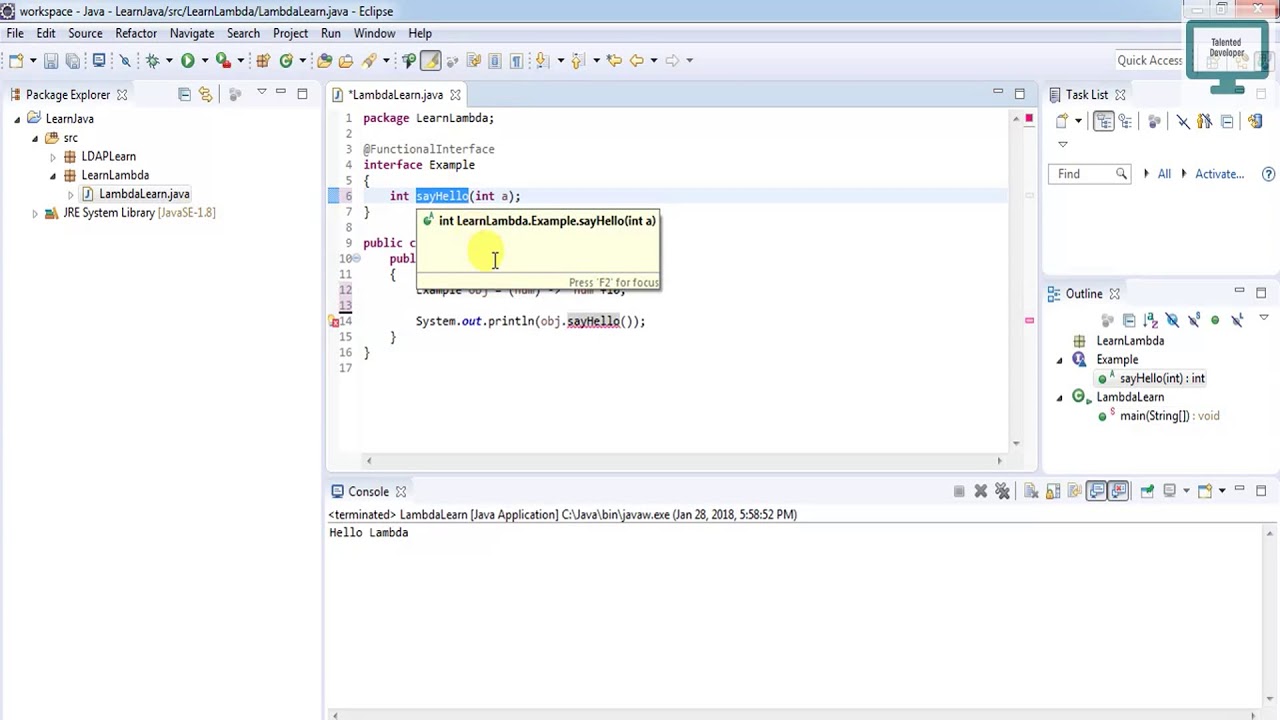 Lambda expression program with single parameter 3 youtube