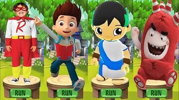 Tag With Ryan vs Oddbods Turbo Run vs Paw Ryder Escape Patrol Roma Ryan Combo Panda Gameplay