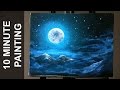 Painting Moonlit Clouds in a Starry Night Sky with Acrylics in 10 Minutes!