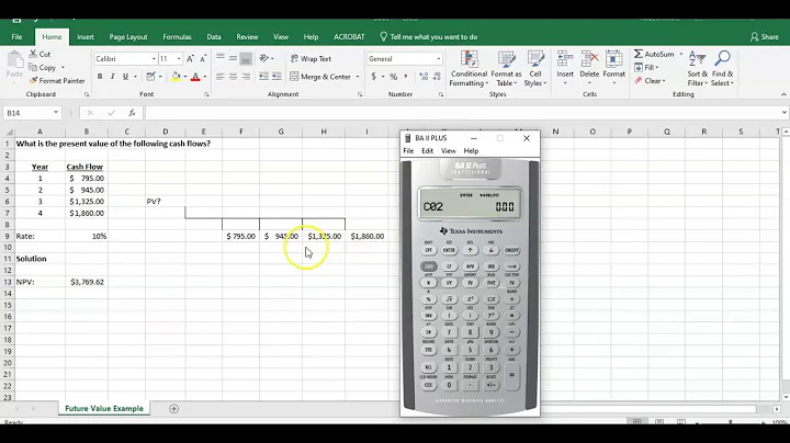 Present Value of Uneven Cash Flows using Exvel and BAII Plus