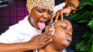 Asmr ✨no gum sensual fake spit painting Ear to neck massage | butter cream Neck massage
