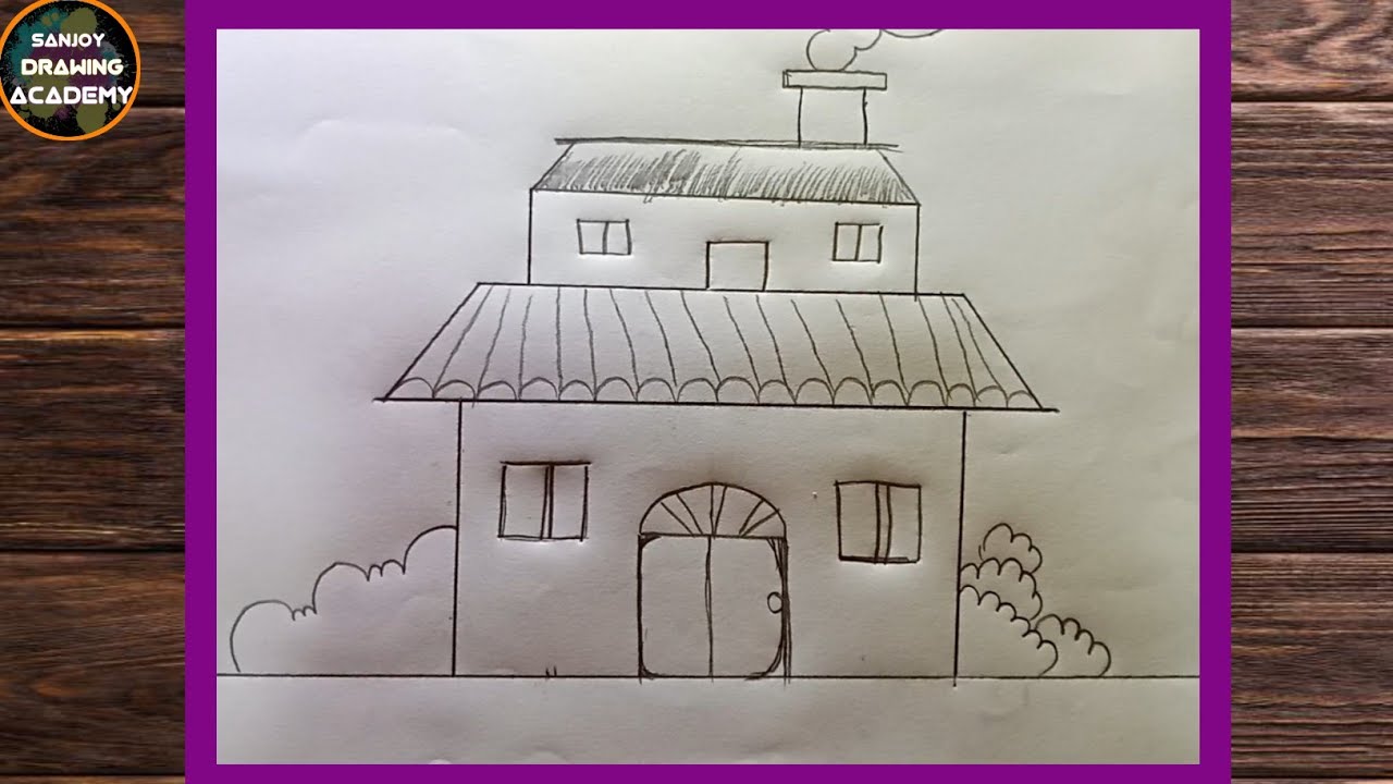 House Scenary Drawing 🛖 Ghar ka Chitra 🛖 Village scenery drawing