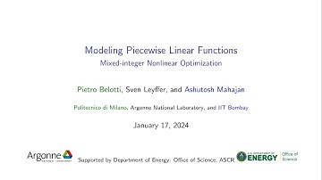 Lecture 12: Modeling Piecewise Linear Functions, by Sven Leyffer.