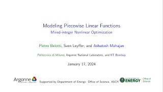 Lecture 12: Modeling Piecewise Linear Functions, by Sven Leyffer.