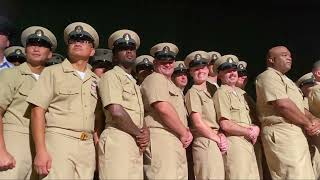 Navy Chiefs Sing Anchors Aweigh Fight Song at Pinning Ceremony