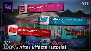 3D Social Media Lower Thirds - 100% After Effects Tutorial - No Plugin - Easy Method