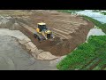 Amazing Arial Video Working Bulldozer Pushing Sand Into Slop Deep Water Building Island