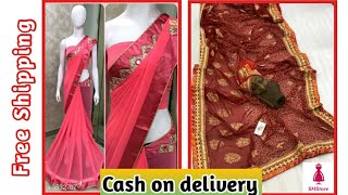 Georgette Sarees With Price//Online Shopping//Free Shipping?//Cash on Delivery//SMStore