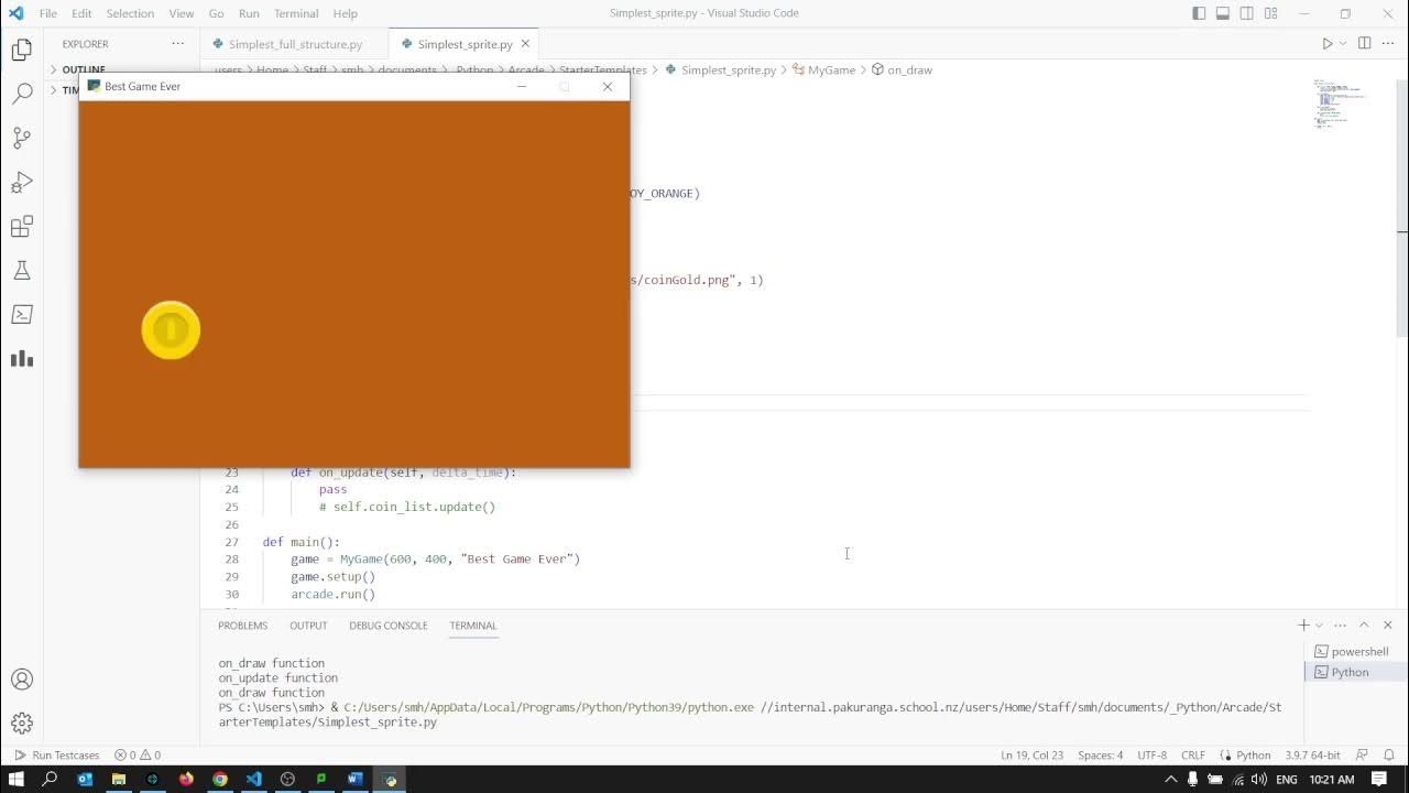 Python Arcade - most basic Sprite - YouTube