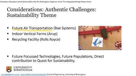 Enterprise Education planting SDGs into The Birmingham Engineer: Integrated Design Project Suite