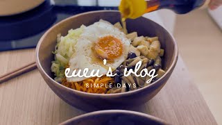 Simple everything day: Decorating with Postcards, Creamy Mushroom Pasta, Healthy Homemade Bibimbap