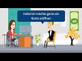 German learning  deutsch hren mit dialogen  conversation in bank  a1a2 level