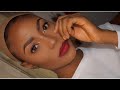 MAKEUP TUTORIAL FOR BEGINNERS || NO EYESHADOW , NO LASHES || OMBRE RED LIP #DARKSKIN #BROWNSKIN #WOC