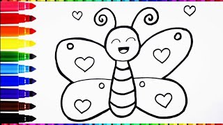 Butterfly🦋🌈Drawing, Painting and Coloring for Kids & Toddlers | Easy Step by Step Guide