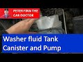 What is location of Washer fluid Tank Canister and Pump Toyota RAV4. Years 2000 to 2023