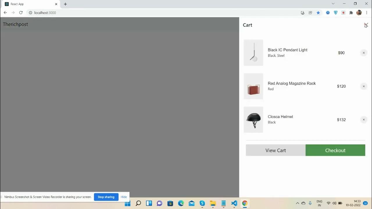 Create Mini Cart UI in Reactjs using HTML CSS - YouTube