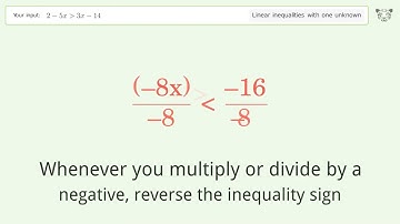 Solving Linear Inequalities: 2-5x is Greater Than 3x-14
