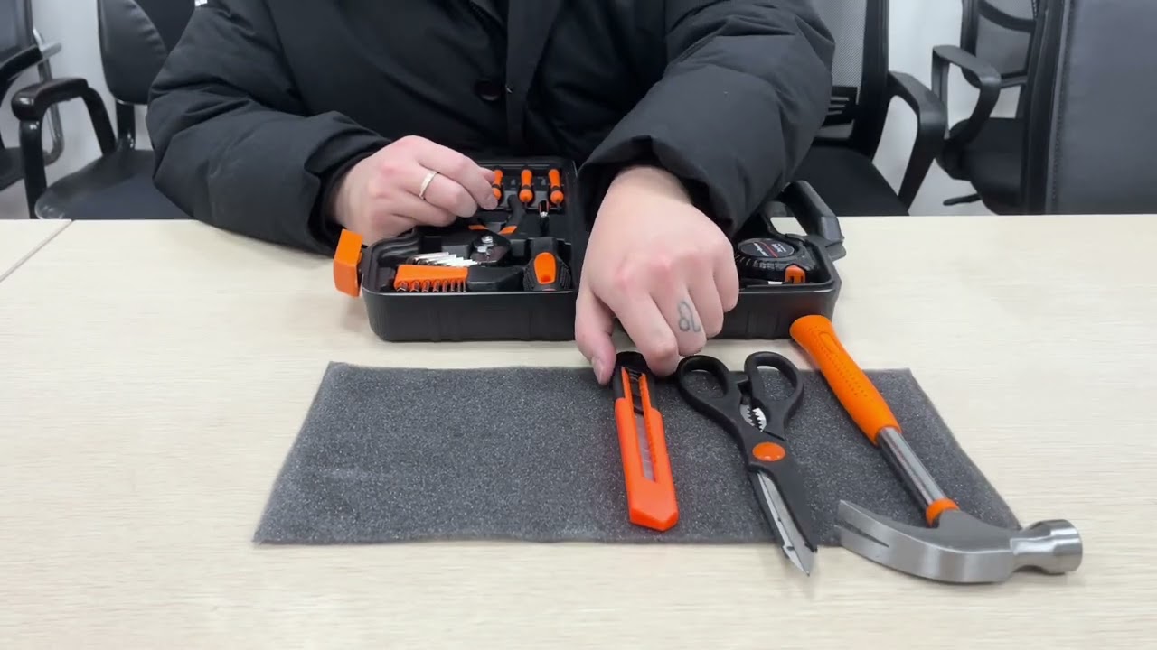 CARTMAN Orange 39-Piece Tool Set - General Household Hand Tool Kit with Plastic Toolbox Storage Case