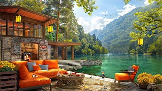 Airy Lakeside Coffee Porch Ambience Gives a Pleasant Mood ☕ Relaxing Jazz Instrumental Music