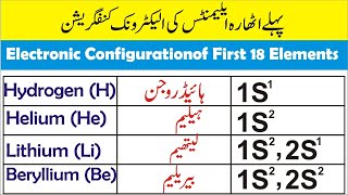 Electronic Configuration of First 18 Elements for the students of Class 9th (Matric Part 1)