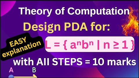 Pushdown Automata Engineering sem 4 Theory of Computation L = { aⁿbⁿ | n ≥ 1 } Design PDA an bn
