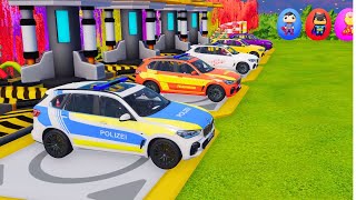 POLICE CAR, AMBULANCE, FIRE TRUCK, COLORFUL CARS FOR TRANSPORTING BMW! FARMING SIMULATOR 22