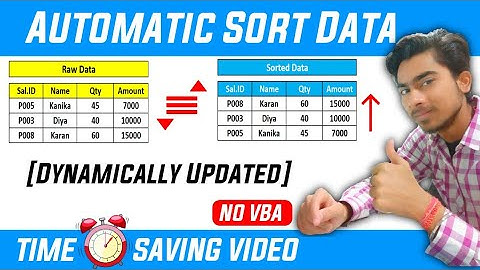 Auto Sort Data in Excel | Automatically Sort Data in Excel | Sort Function |  Dynamically Sort Data