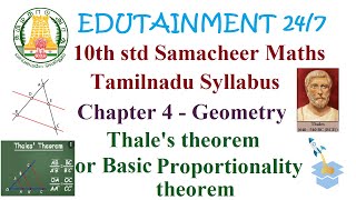 10th std Maths|TN Samacheer Syllabus|Chapter 4|Geometry|Thales Theorem|Basic propotionality Theorem