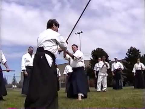 Kawahara Shihan, 8th Dan Aikido, Victoria Aikikai 2002 Outdoor Jo class