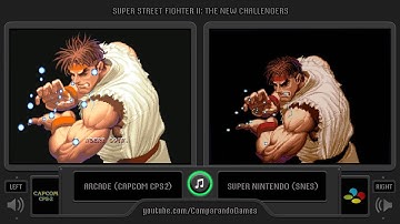 Dual Longplay [46] Super Street Fighter II (Arcade vs SNES) Side by Side Comparison