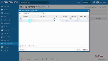 CUKCUK VN Khai báo trực tiếp NVL tồn kho