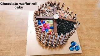 Ultimate choco waffer roll cake | Wafer border cake | Easy way to make cake at home | Happy cooking