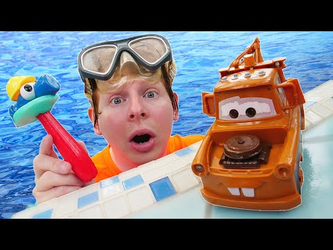 Ремонт машин у Саши: Мэтр утонул в бассейне! Игрушки Тачки и развивающие видео про машинки