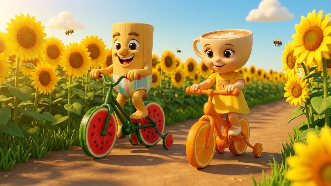 🌻 Tung Tung Tung Sahur Baby and Ballerina Cappuccina Baby Ride Bikes Through a Sunflower Garden