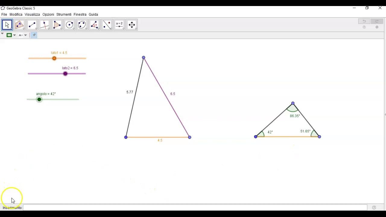 GeoGebra - slider per costruzione triangoli