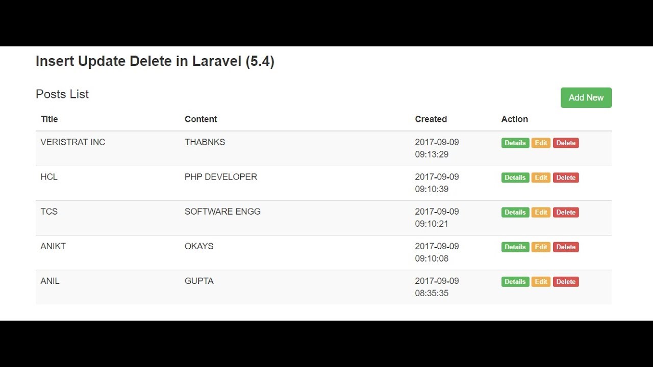 How to insert, update and delete (CRUD) in Laravel 5.4 (IN HINDI) Part-1 - YouTube How To Insert, Update And Delete (Crud) In Laravel 5.4 (In Hindi) Part-1 - Youtube