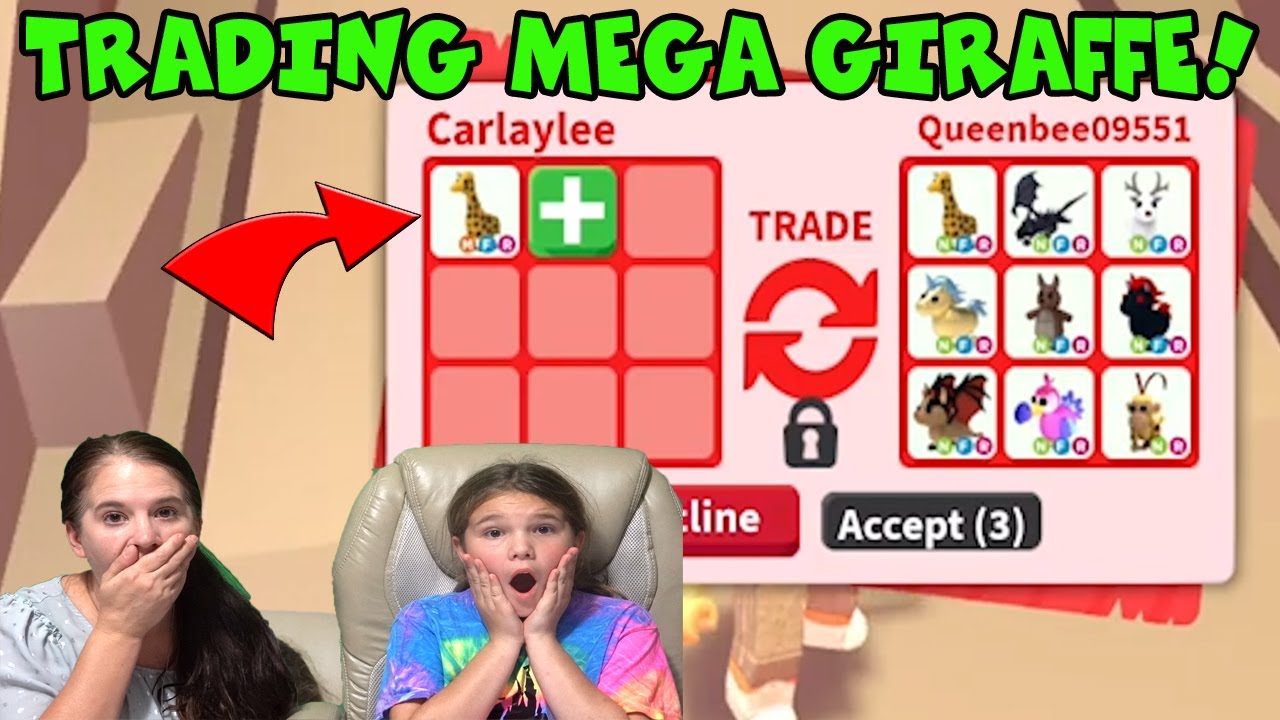 What People Trade For A Mega Neon Giraffe Playing Adopt Me With A Fan Youtube - carlaylee hd gaming roblox